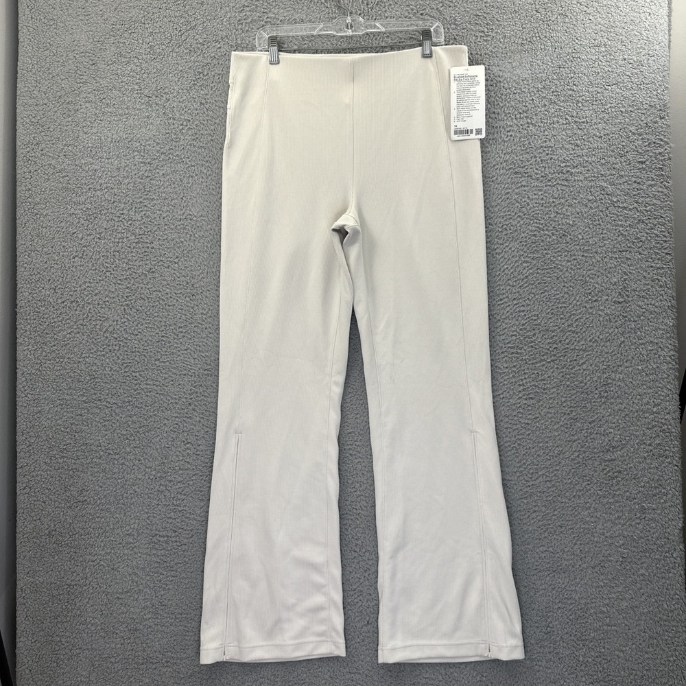 NWT Lululemon Brushed Softstreme Rip Zip Flare Pants Bone Athletic Women 14 x 33